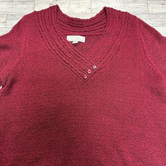 Carolyn Taylor | V-Neck Knit Pullover Sweater | Red | XL - Picture 2 of 9